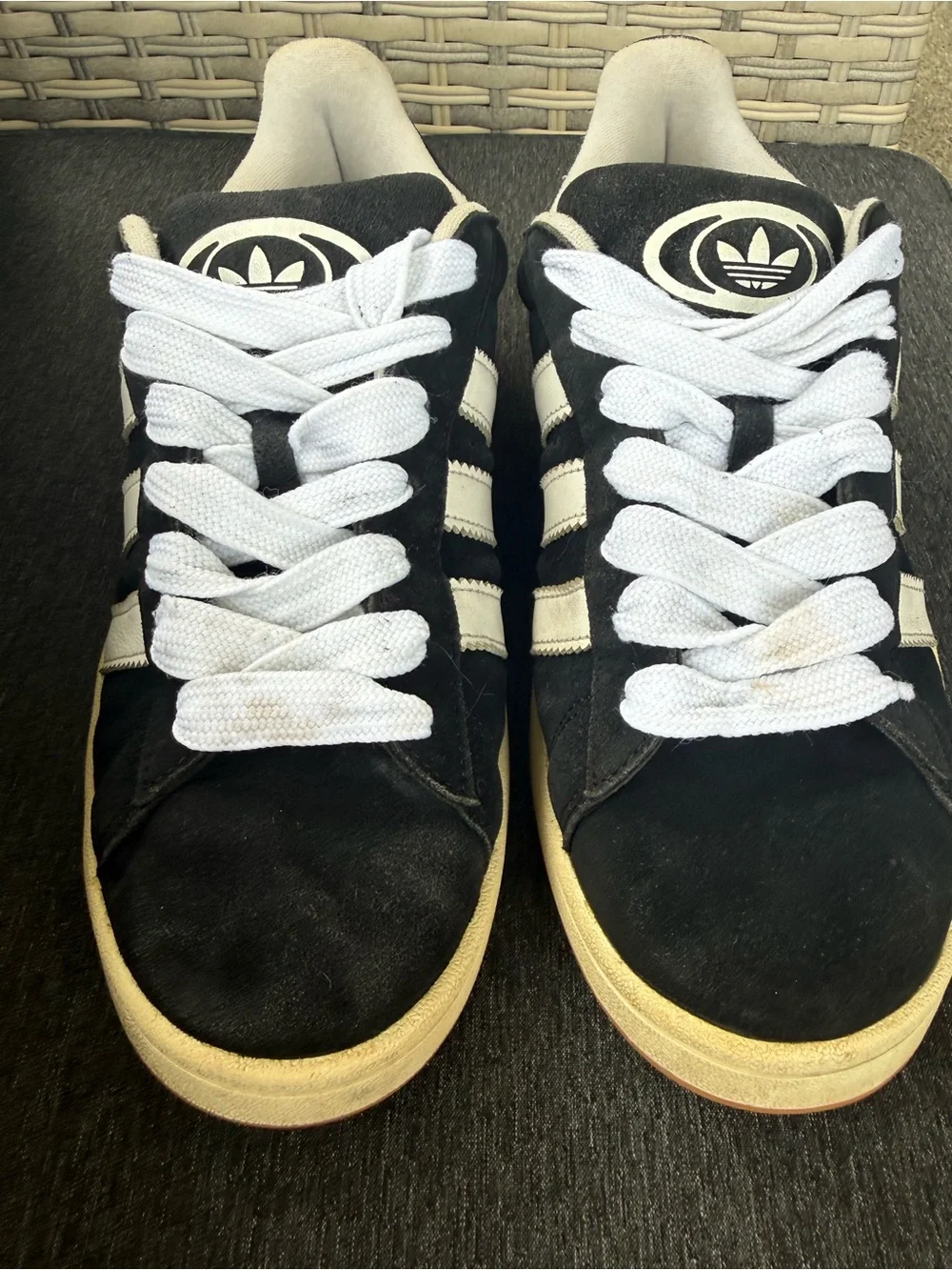 adidas Black and White Suede Low-Top Sneakers